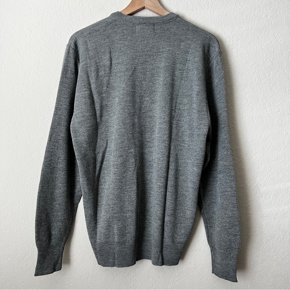 Vintage McBriar Golf Sweater V-Neck Pullover Gray Embroidered Unisex  L - Picture 4 of 7